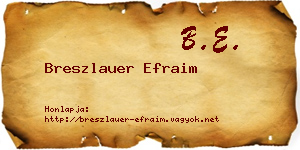 Breszlauer Efraim névjegykártya